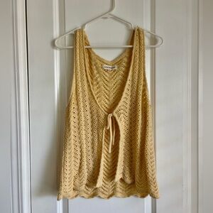 Lucky Brand Open Stitch Tie Vest in Chamomile
